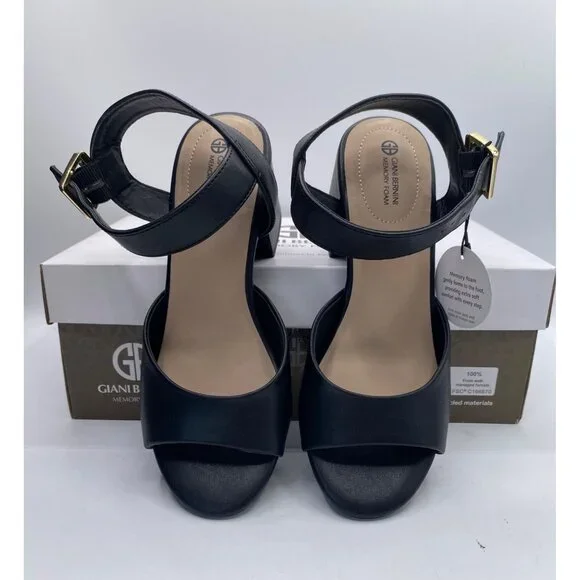Giani Bernini Women's Townsonn Memory Foam Block Heel Black Sandals Size 5M NWB - Picture 2 of 4
